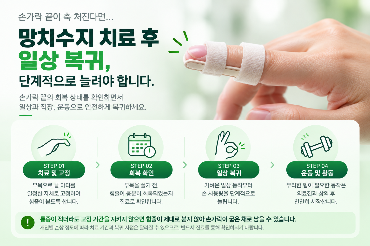 망치수지 치료 후